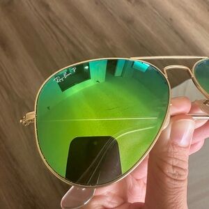Rayban AVIATOR FLASH Sunglasses - Green and Polarized
